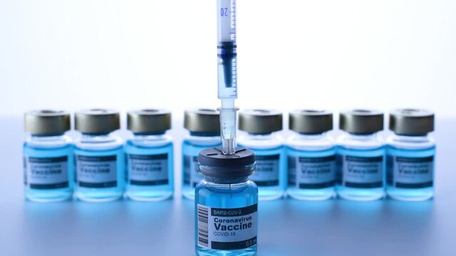 Vial syringe. Medical syringe with needle for protection flu virus and coronavirus. Covid vaccine on white. Medicine concept vaccination hypodermic injection treatment