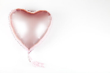 pink heart balloon on white background. Minimal love concept. Valentines Day background. copy space