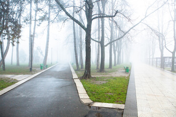 A beautiful foggy winter morning in Chisinau Moldova.