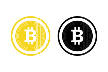 Couple of bitcoin icons, signs of modern cryptocurrancy isolated on white background.
