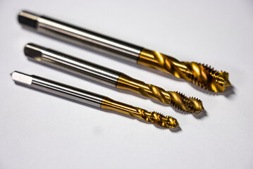 Tap for threading in metal on cnc machines. Tool for metal processing. Turning and milling