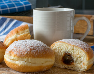 German Berliner with Plum compote