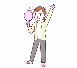 Young woman in a cardigan_mirror