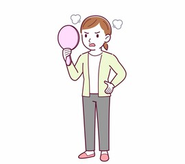 Young woman in a cardigan_mirror