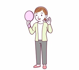 Young woman in a cardigan_mirror