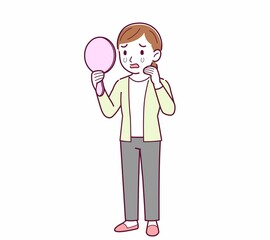 Young woman in a cardigan_mirror