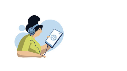 Online education background in quarantine flat illustration.