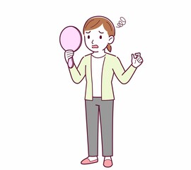 Young woman in a cardigan_mirror