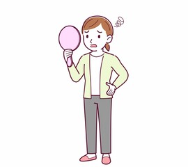 Young woman in a cardigan_mirror