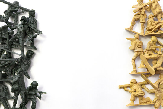 Miniature Toy Soldiers On White Background