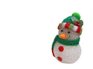 Snowman isolated on white background.