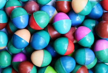 The Plastic egg balls used in lottery. Tradition Activity in Thailand.