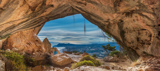 Long exposure of Benidorm city from the cave