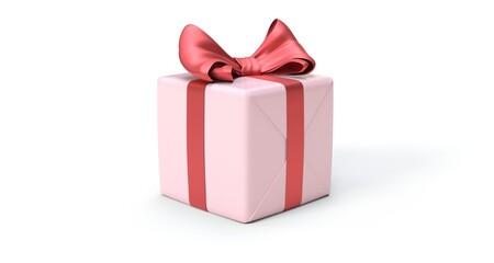 pink gift on white background