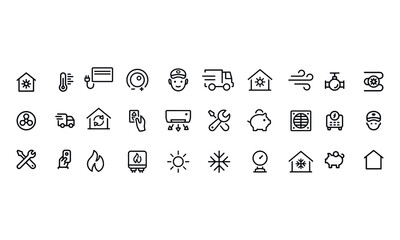Heating and Cooling icons vector design 
