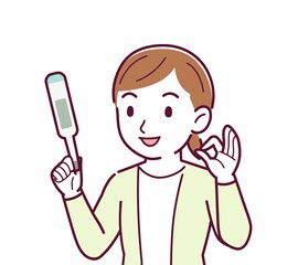 Young woman in a cardigan_Thermometer