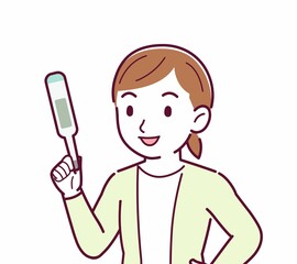 Young woman in a cardigan_Thermometer