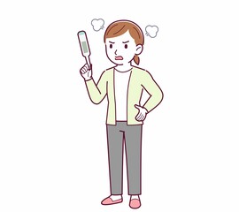 Young woman in a cardigan_Thermometer