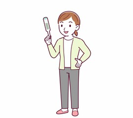 Young woman in a cardigan_Thermometer