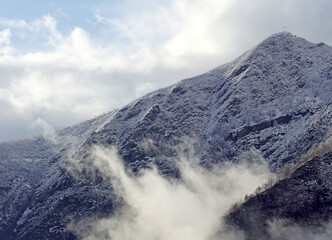 cross over the mountains with snow