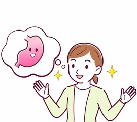 Young woman in a cardigan_stomach