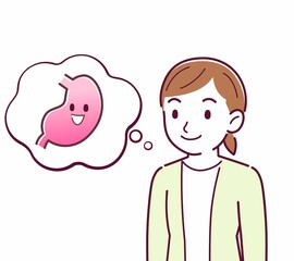 Young woman in a cardigan_stomach