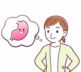 Young woman in a cardigan_stomach