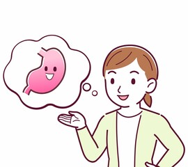 Young woman in a cardigan_stomach