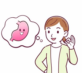 Young woman in a cardigan_stomach