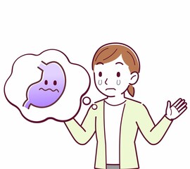 Young woman in a cardigan_stomach