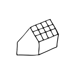 House with a solar panel on the roof. Freehand drawing. Doodle. Vector.