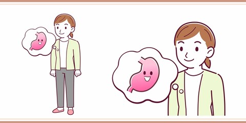 Young woman in a cardigan_stomach