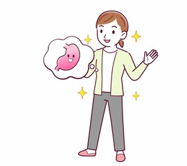 Young woman in a cardigan_stomach