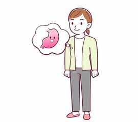 Young woman in a cardigan_stomach