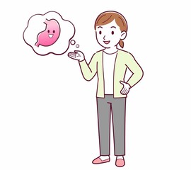 Young woman in a cardigan_stomach