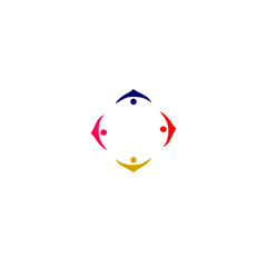 Four people together sign, symbol, artwork isolated on white