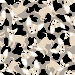 Seamless vector pattern with chihuahua, dog breed concept. Cute background for fabric, textile, wallpaper, illustration