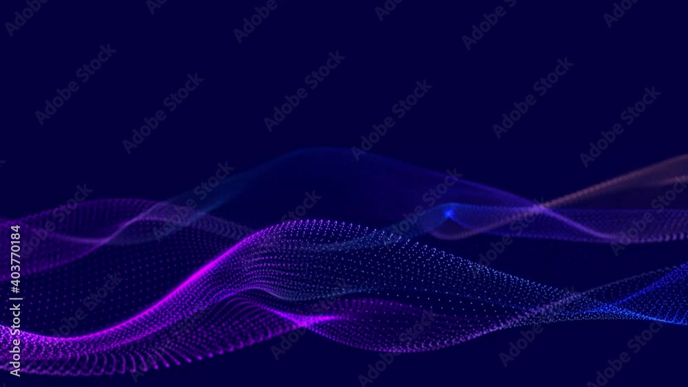 Poster futuristic wave with many dots. abstract motion background of colored dots. technology or science. 3