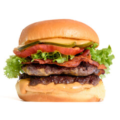 Cheese hamburger sadwich isolated on white background