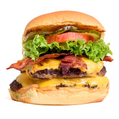 Cheese hamburger sadwich isolated on white background