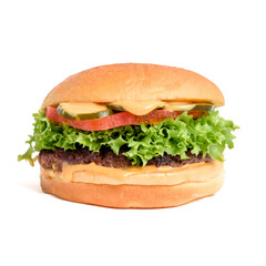 Cheese hamburger sadwich isolated on white background