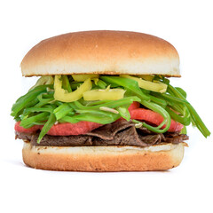 Cheese hamburger sadwich isolated on white background