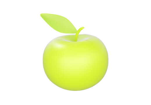 Light green apple isolated on white, 3d render