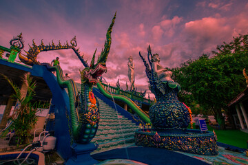 Background of Thailand's Chonburi religious attractions (Wat Khao Phra Khru viewpoint), with...