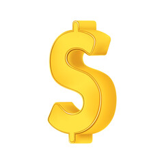 Golden dollar symbol, on white background.