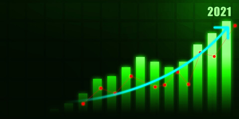 2d rendering Stock market online business concept. business Graph 
