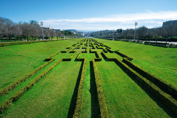 Eduardo VII Park on a sunny summer day, Lisbon, Portugal