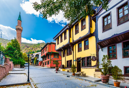 Afyonkarahisar old houses streets view. Afyon is located center of Anatolia.