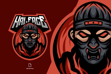 ninja assassin oni mask mascot esport logo illustration