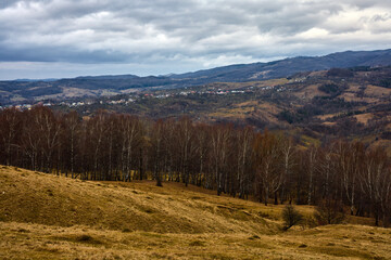 Mountain landscape with the Carpathian Mountains. Romania Country.
